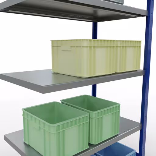 Immagine aggiuntiva dell'articolo Ripiano aggiuntivo, ripiano per ripiano, sistema a innesto MULTIplus330, 2000 x 1000 x 600 mm (AxLxP), 5 ripiani, barra longitudinale, RAL 5010 blu genziana/zincato da ripiano aggiuntivo