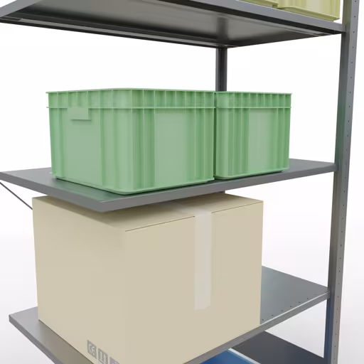 Image du produit n° 12 de l'article Rayonnage complémentaire, rayonnage à étagères, système enfichable MULTIplus150, 2000 x 1000 x 600 mm (HxLxP), 5 étagères, traverse, galvanisé Figure n° 12 de l'article étagère complémentaire, étagère à étagères, système enfichable MULTIplus150, 2000 x 1000 x 600 mm, 5 étagères, galvanisé du groupe de produits système enfichable de la marque Schulte Lagertechnik