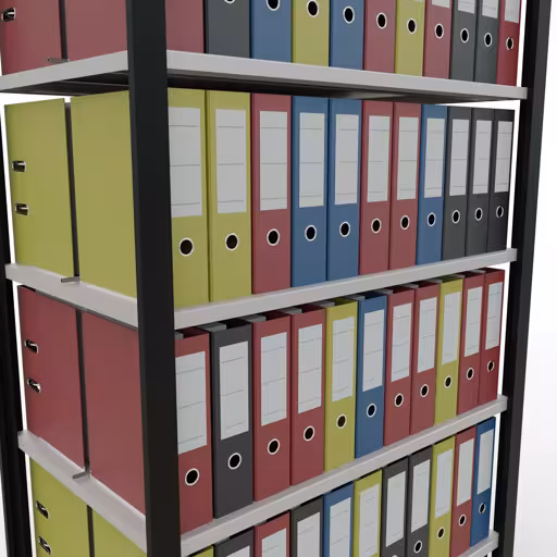 Scaffale base, scaffale per ufficio, sistema a innesto MULTIplus150, 2300 x 1000 x 600 mm (AxLxP), 7 ripiani, barre longitudinali, con fermo centrale, nero/grigio chiaro della marca Schulte Lagertechnik della gamma scaffali per ufficio