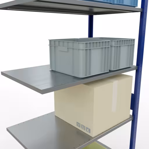 Scaffali componibili, scaffali, sistema a innesto MULTIplus85, 3000 x 1000 x 600 mm (AxLxP), 7 ripiani, barre longitudinali, RAL 5010 blu genziana della marca Schulte Lagertechnik dalla gamma dei sistemi a innesto