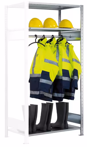 Étagère supplémentaire, étagère d'armoire MULTIplus150 2000 x 1000 x 600 mm, galvanisée, 3 étagères, 1 tringle à vêtements de Schulte Lagertechnik de la gamme d'étagères