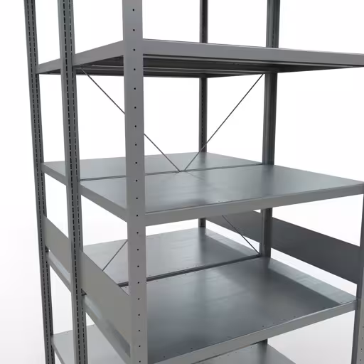 Grundregal, Doppelregal, Fachbodenregal Stecksystem MULTIplus250, 3000 x 1000 x (2x600) mm (HxBxT), 2x7 Fachböden, Kreuzstrebe, verzinkt aus der Kategorie Doppelregale mit der GTIN 4058255035373 Grundregal, Doppelregal, Fachbodenregal Stecksystem MULTIplus250, 3000 x 1000 x (2x600) mm (HxBxT), 2x7 Fachböden, Kreuzstrebe, verzinkt von der Marke Schulte Lagertechnik aus der Produktreihe Fachbodenregale