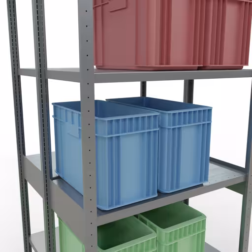 Scaffale base, scaffale doppio, sistema a innesto per scaffale MULTIplus250, 3000 x 1000 x (2x500) mm (AxLxP), 2x7 ripiani, barre longitudinali, zincato con articolo n. 17952 Scaffale base, scaffale doppio, sistema di scaffali MULTIplus250, 3000 x 1000 x (2x500) mm (AxLxP), 2x7 ripiani, barre longitudinali, zincato di Schulte Lagertechnik dalla categoria scaffali