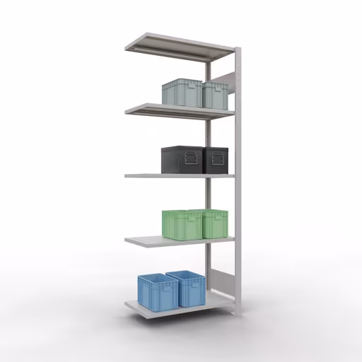 Image du produit n° 15 de l'article étagère complémentaire, étagère, système enfichable MULTIplus150, 2000 x 750 x 400 mm, 5 étagères, RAL 7035 gris clair de la gamme de produits du système enfichable de Schulte Lagertechnik
