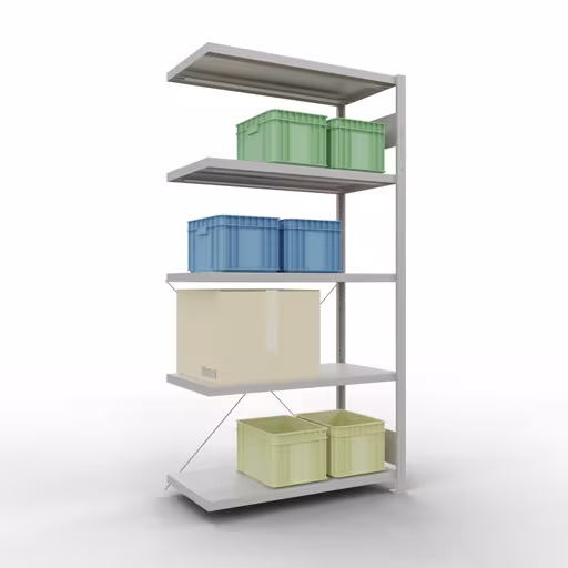 Figura n. 13 dell'articolo scaffale aggiuntivo, scaffale, sistema a innesto MULTIplus330, 2000 x 1000 x 500 mm (AxLxP), 5 ripiani, traversa, RAL 7035 grigio chiaro del gruppo di prodotti sistema a innesto della marca Schulte Lagertechnik