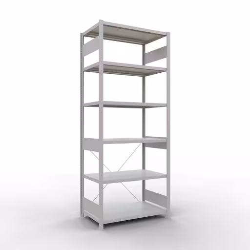 Figura n. 14 dell'articolo scaffale base, scaffale, sistema a innesto MULTIplus330, 2500 x 1000 x 600 mm (AxLxP), 6 ripiani, traversa, RAL 7035 grigio chiaro del gruppo di prodotti sistema a innesto della marca Schulte Lagertechnik