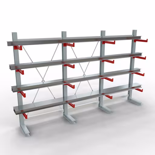 Immagine prodotto n. 10 dell'articolo Scaffale completo K 3000, unilaterale, 2500 x 3900 x 500 mm, RAL 7001 / RAL 3000, 5 livelli di stoccaggio Figura n. 10 dell'articolo Scaffale completo K 3000, unilaterale, 2500 x 3900 x 500 mm, RAL 7001 / RAL 3000, 5 livelli di stoccaggio del gruppo di prodotti scaffalature cantilever della marca Schulte Lagertechnik