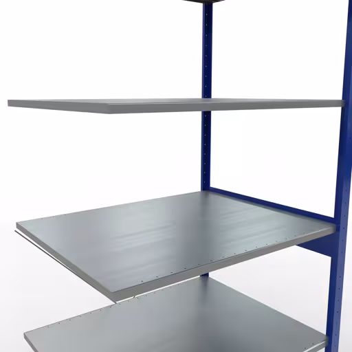 Rayonnage supplémentaire, étagère, système enfichable MULTIplus150, 2500 x 1000 x 800 mm (HxLxP), 6 étagères, traverse, RAL 5010/galvanisé avec numéro d'article. 12586-B Rayonnage supplémentaire, étagère, système enfichable MULTIplus150, 2500 x 1000 x 800 mm, 6 étagères, traverse, RAL 5010/galvanisé de Schulte Lagertechnik de la catégorie système enfichable