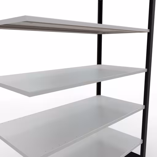 , système d'étagères de bureau MULTIplus150, 2300 x 1300 x 600 mm, 7 étagères, barres de longueur, noir/gris clair de Schulte Lagertechnik de la catégorie étagères de bureau