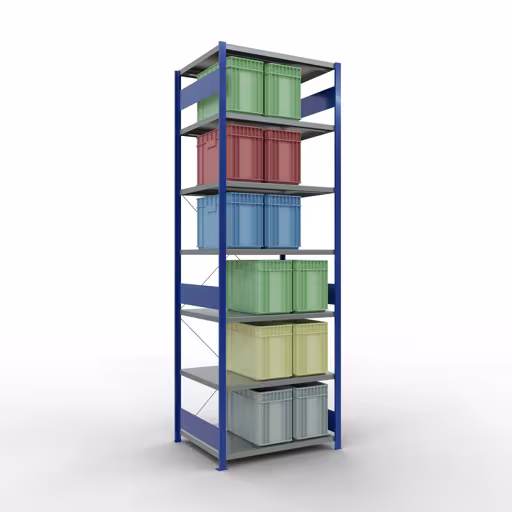 Figure n° 14 de l'article étagère de base, étagère, système enfichable MULTIplus330, 3000 x 1000 x 800 mm, 7 étagères, RAL 5010 bleu gentiane/galvanisé du groupe de produits système enfichable de Schulte Lagertechnik