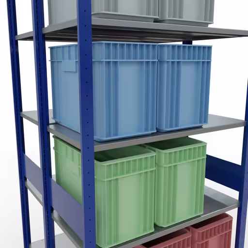 Un'altra vista dell'articolo Scaffale base, scaffale doppio, sistema a innesto per scaffale MULTIplus150, 3000 x 1000 x (2x500) mm (AxLxP), ripiani 2x7, barre longitudinali, RAL 5010 blu genziana Un'altra vista dell'articolo Scaffale base, scaffale doppio, sistema a innesto per scaffale MULTIplus150, 3000 x 1000 x (2x500) mm (AxLxP), ripiani 2x7, barre longitudinali, RAL 5010 blu genziana dalla categoria scaffali