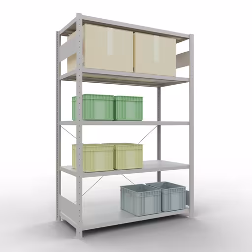 Scaffale base con sistema a innesto 2000x1300x600 mm, tipo 250 kg, grigio chiaro di Schulte Lagertechnik con l'articolo n. 32860-130