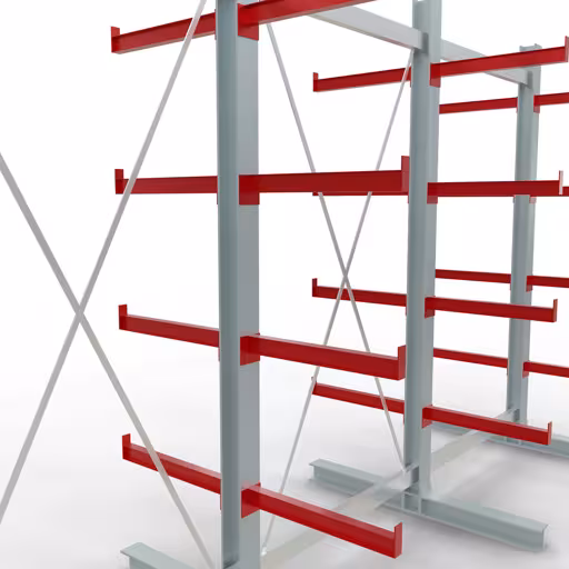 Figura n. 12 dell'articolo Scaffale completo K 3000, bilaterale, 2500 x 3900 x 600 mm, RAL 7001 / RAL 3000, 5 livelli di stoccaggio del gruppo di prodotti scaffalature cantilever della marca Schulte Lagertechnik