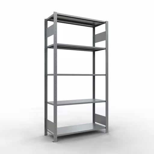 Étagère de base, étagère, système enfichable MULTIplus150, 2000 x 1000 x 400 mm (HxLxP), 5 étagères, barres de longueur, galvanisées, étagère de base, réf. 12740-LR