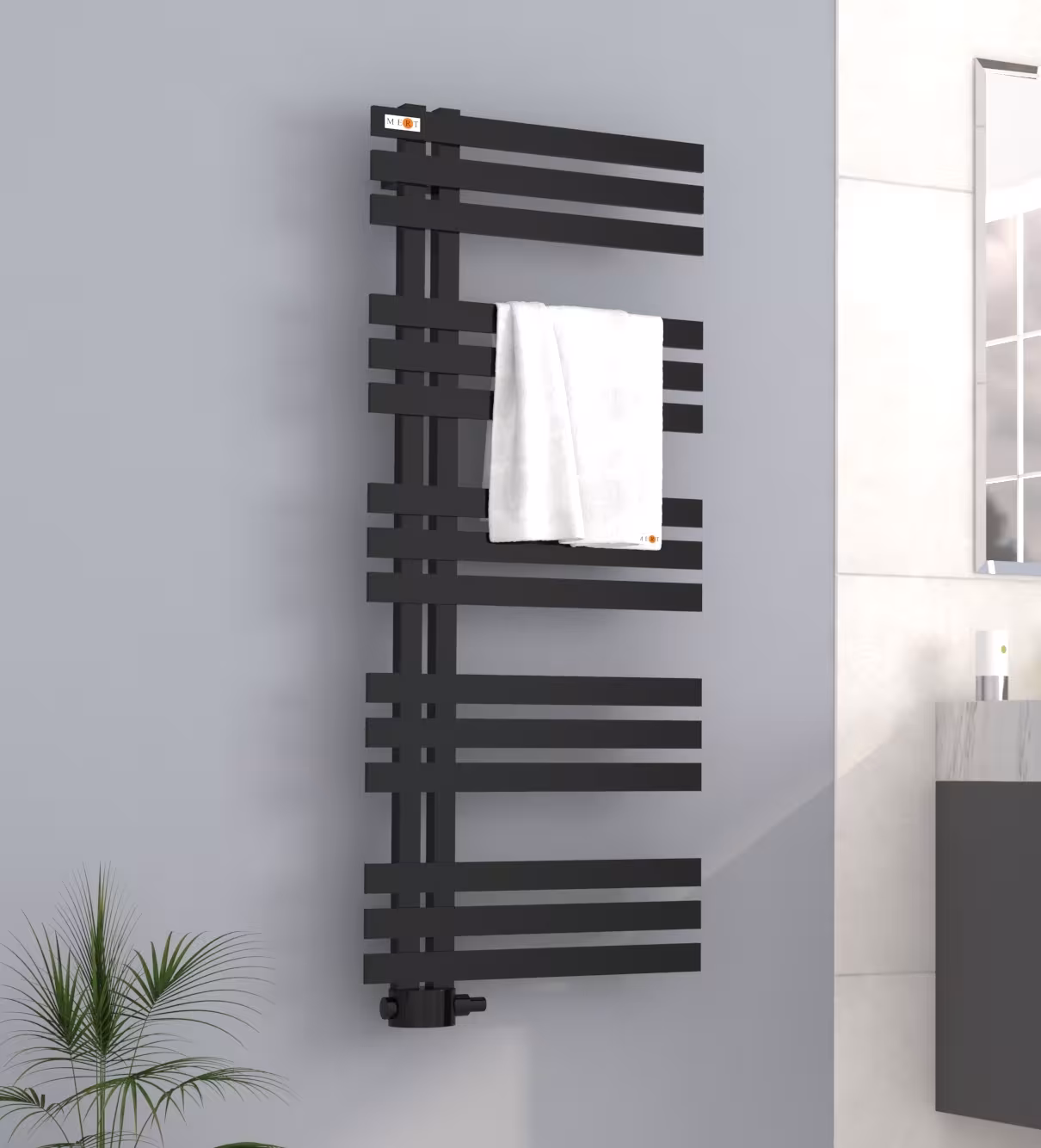 Radiatore da bagno MERT Design ELEN, struttura nero intenso RAL 9005 opaco, 500*1200 mm della categoria Radiatori da bagno con GTIN 4260289854589 Radiatore da bagno di design ELEN della marca MERT nella categoria radiatori da bagno