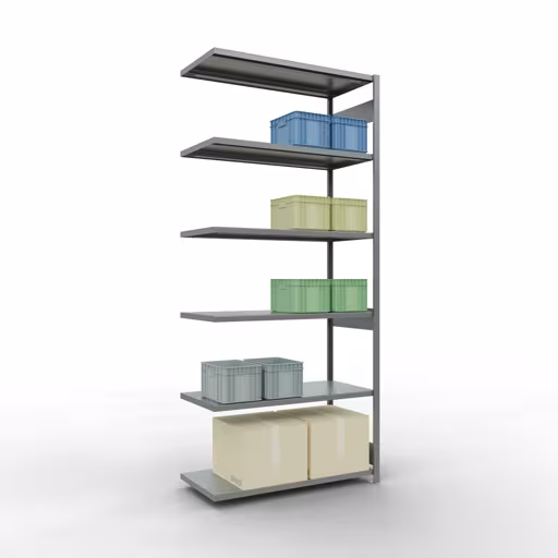 Image du produit n° 13 de l'article Rayonnage complémentaire, rayonnage à étagères, système enfichable MULTIplus250, 3000 x 1300 x 600 mm, 7 étagères, barres de longueur, galvanisé Figure n° 13 de l'article, système d'étagères enfichables MULTIplus250, 3000 x 1300 x 600 mm, 7 étagères, galvanisées du groupe de produits système enfichable de Schulte Lagertechnik