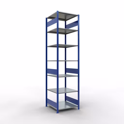 Immagine aggiuntiva dell'articolo Scaffale base, scaffale, sistema a innesto MULTIplus150, 3000 x 750 x 800 mm (AxLxP), 7 ripiani, barre longitudinali, RAL 5010 blu genziana/zincato/zincato da scaffale base