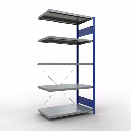Étagère supplémentaire, étagère, système enfichable MULTIplus330, 2000 x 1000 x 600 mm (HxLxP), 5 étagères, traverse, RAL 5010 bleu gentiane/galvanisé, étagère supplémentaire, réf. 13965-B
