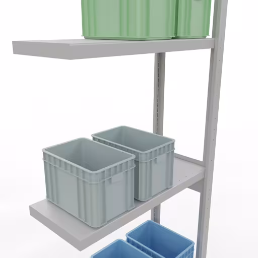 Image du produit n° 15 de l'article Rayonnage complémentaire, rayonnage à étagères, système enfichable MULTIplus250, 3000 x 750 x 300 mm (HxLxP), 7 étagères, barres de longueur, RAL 7035 gris clair Figure n° 15 de l'article étagère complémentaire, étagère à étagères, système enfichable MULTIplus250, 3000 x 750 x 300 mm, 7 étagères, gris clair RAL 7035 du groupe de produits système enfichable de la marque Schulte Lagertechnik