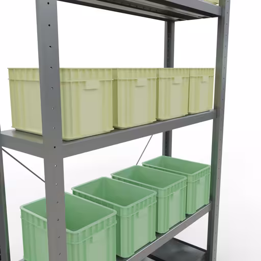 Une autre vue de l'article Etagère Basic, étagère, système enfichable MULTIplus250, 2000 x 1000 x 300 mm (HxLxP), 5 étagères, traverse, galvanisée Une autre vue de l'article étagère de base, étagère à étagères, système enfichable MULTIplus250, 2000 x 1000 x 300 mm, 5 étagères, galvanisé de la catégorie système enfichable