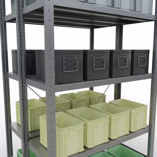 Étagère de base, étagère double, système d'étagères MULTIplus250, 2000 x 1000 x (2x400) mm, 2x5 étagères, traverse, galvanisé de la catégorie étagère double avec le GTIN 4004514286079 Étagère de base, étagère double, système d'étagères MULTIplus250, 2000 x 1000 x (2x400) mm, 2x5 étagères, traverse, galvanisée de la marque Schulte Lagertechnik de la gamme d'étagères