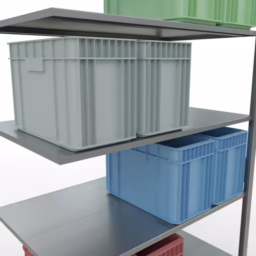 Rayonnage supplémentaire, étagère, système enfichable MULTIplus150, 3000 x 1300 x 800 mm, 7 étagères, barres de longueur, galvanisé de la catégorie des étagères supplémentaires avec le GTIN 4004514281647 , système d'étagères enfichables MULTIplus150, 3000 x 1300 x 800 mm, 7 étagères, galvanisé de Schulte Lagertechnik de la gamme de produits du système enfichable