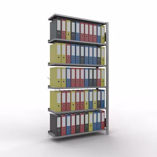 Produktbild Nr 12 des Artikels Anbauregal, Büro-Fachbodenregal Stecksystem MULTIplus85, 2000 x 1000 x 300 mm (HxBxT), 6 Fachböden, Kreuzstrebe, verzinkt, mit Anschlagleiste Abbildung Nr 12 des Artikels Anbauregal, Büro-Fachbodenregal Stecksystem MULTIplus85, 2000 x 1000 x 300 mm (HxBxT), 6 Fachböden, Kreuzstrebe, verzinkt, mit Anschlagleiste aus der Produktgruppe Büroregale von der Marke Schulte Lagertechnik