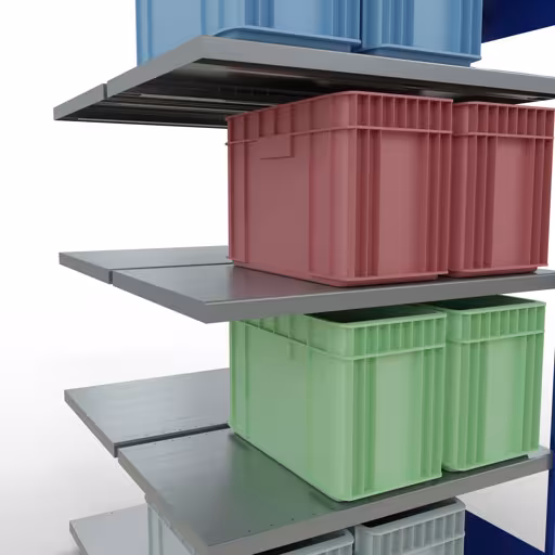 Image du produit n° 16 de l'article, , Étagère MULTIplus250 système enfichable, 2000 x 1000 x (2x600) mm, 2x5 étagères, RAL 5010 bleu gentiane de la gamme d'étagères de Schulte Lagertechnik