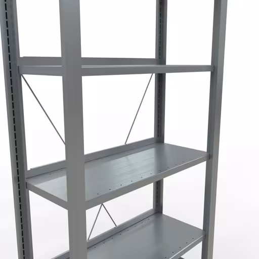 Figura n. 13 dell'articolo scaffale base, scaffale per ufficio, sistema a innesto MULTIplus85, 2000 x 750 x 300 mm (AxLxP), 6 ripiani, traversa, zincato, con barra di arresto del gruppo di prodotti scaffali per ufficio della marca Schulte Lagertechnik