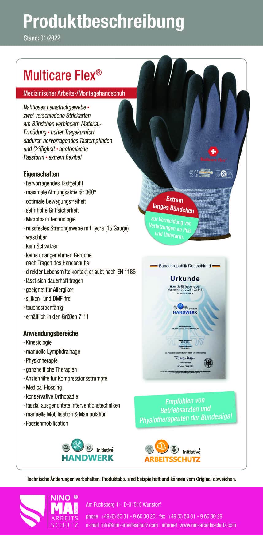 Gant de travail et de montage médical Multicare Flex taille 8 de Multicare avec réf. 1101/08