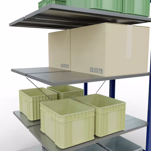 Rayonnage supplémentaire, rayonnage double, système d'étagères MULTIplus150, 2000 x 1000 x (2x500) mm (HxLxP), 2x5 tablettes, traverse, RAL 5010 bleu gentiane de la catégorie rayonnage double avec le GTIN 4004514293800 Étagères supplémentaires, étagères doubles, système d'étagères MULTIplus150, 2000 x 1000 x (2x500) mm, 2x5 étagères, RAL 5010 bleu gentiane de la marque Schulte Lagertechnik de la gamme d'étagères