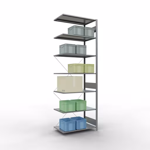 Image du produit n° 15 de l'article Rayonnage complémentaire, rayonnage à étagères, système enfichable MULTIplus150, 3000 x 1000 x 600 mm (HxLxP), 7 étagères, traverse, galvanisé Figure n° 15 de l'article étagère complémentaire, étagère à étagères, système enfichable MULTIplus150, 3000 x 1000 x 600 mm, 7 étagères, galvanisé du groupe de produits système enfichable de la marque Schulte Lagertechnik