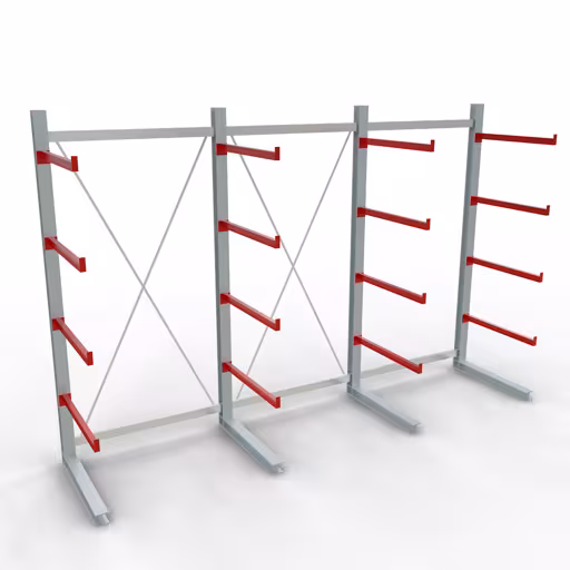 Figura n. 12 dell'articolo Scaffale completo K 6000, unilaterale, 3000 x 4500 x 1000 mm, RAL 7001 / RAL 3000, 5 livelli di stoccaggio del gruppo di prodotti scaffalature cantilever della marca Schulte Lagertechnik