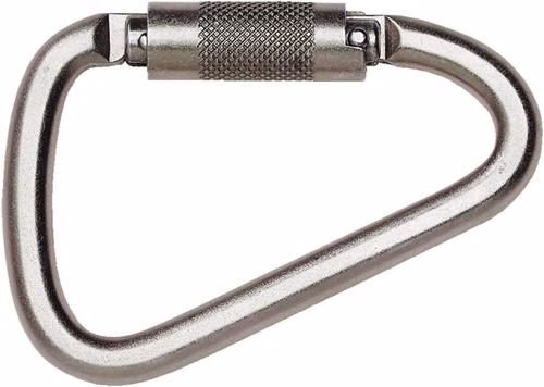 Crochet d'alpinisme BS 25 TW, dimensions approximatives : longueur 124 mm, largeur 79 mm, diamètre 11 mm. Acier galvanisé EN 362 classe B MAS, appartenant à la catégorie des systèmes de protection et d'arrêt des chutes, référence 4000385114.