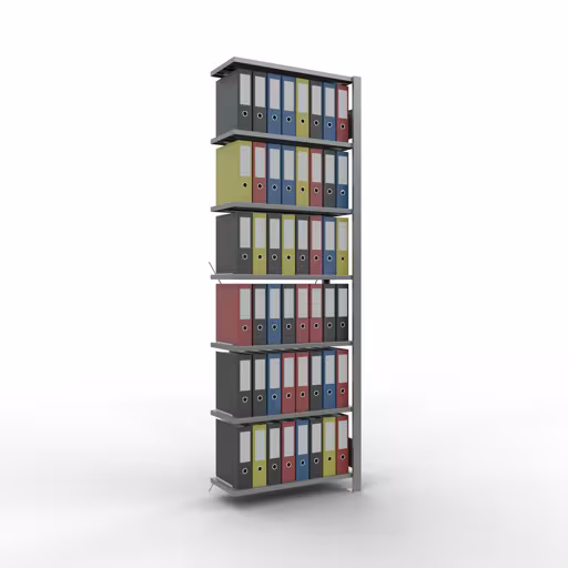Scaffale sopraelevato, scaffale per ufficio, sistema a innesto MULTIplus85, 2300 x 750 x 300 mm (AxLxP), 7 ripiani, traversa, zincato, senza barra di arresto della marca Schulte Lagertechnik dal programma scaffali per ufficio