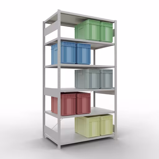 Scaffale base con sistema a innesto 2500x1300x800 mm, tipo 250 kg, zincato / grigio chiaro della categoria scaffale base con GTIN 4004514295200 Scaffale base con sistema a innesto 2500x1300x800 mm, tipo 250 kg, zincato / grigio chiaro della marca Schulte Lagertechnik dalla gamma di prodotti del sistema a innesto