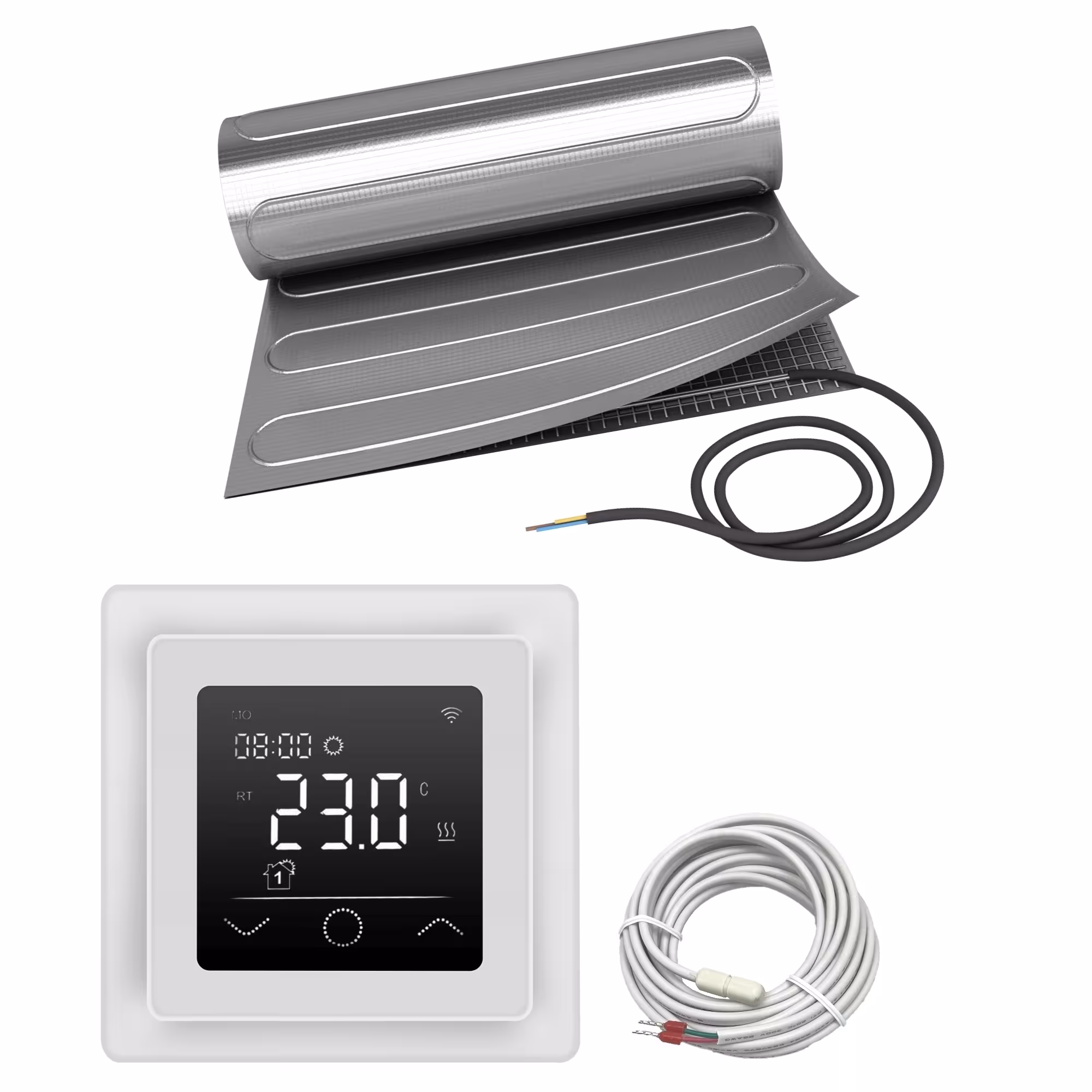 Riscaldamento a pavimento laminato elettrico ALU | Set con tappetino riscaldante e controller WiFi Touch della marca HoWaTech della categoria Riscaldamento a pavimento elettrico