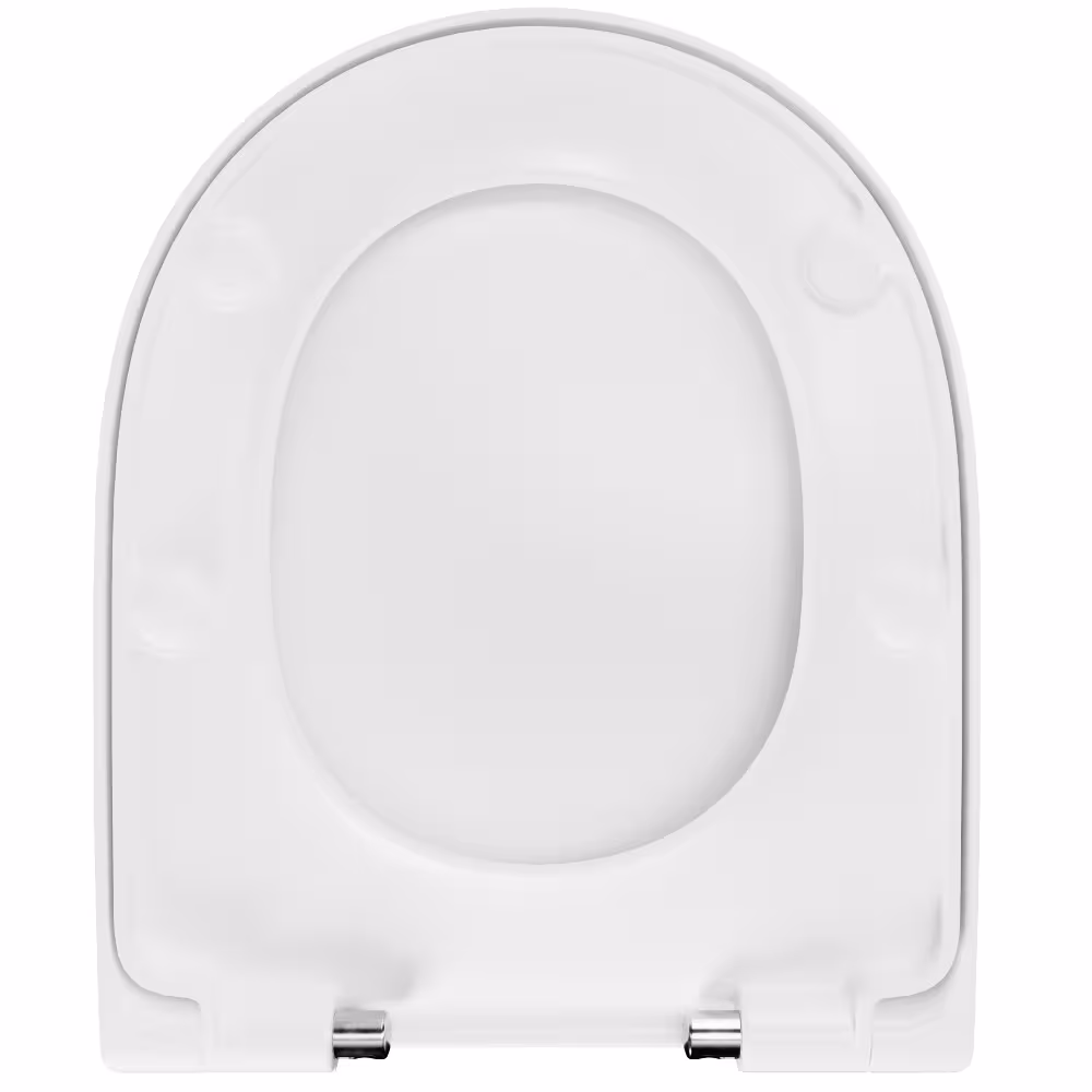 Figura n. 15 dell'articolo sedile WC D450 forma a D bianco con meccanismo di chiusura ammortizzata per Geberit Icon e 4U, tra gli altri, del gruppo di prodotti di ceramica da bagno della marca LUVETT