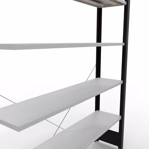 Produktbild Nr 10 des Artikels Anbauregal, Büro-Fachbodenregal Stecksystem MULTIplus85, 2000 x 1300 x 300 mm (HxBxT), 6 Fachböden, Kreuzstrebe, ohne Anschlagleiste, schwarz/lichtgrau Abbildung Nr 10 des Artikels Anbauregal, Büro-Fachbodenregal Stecksystem MULTIplus85, 2000 x 1300 x 300 mm (HxBxT), 6 Fachböden, Kreuzstrebe, ohne Anschlagleiste, schwarz/lichtgrau aus der Produktgruppe Büroregale von der Marke Schulte Lagertechnik