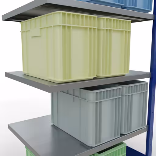 Image supplémentaire de l'article Étagère MULTIplus250, système enfichable, 2000 x 1000 x 800 mm, 5 étagères, RAL 5010 bleu gentiane/galvanisé à partir d'une étagère supplémentaire