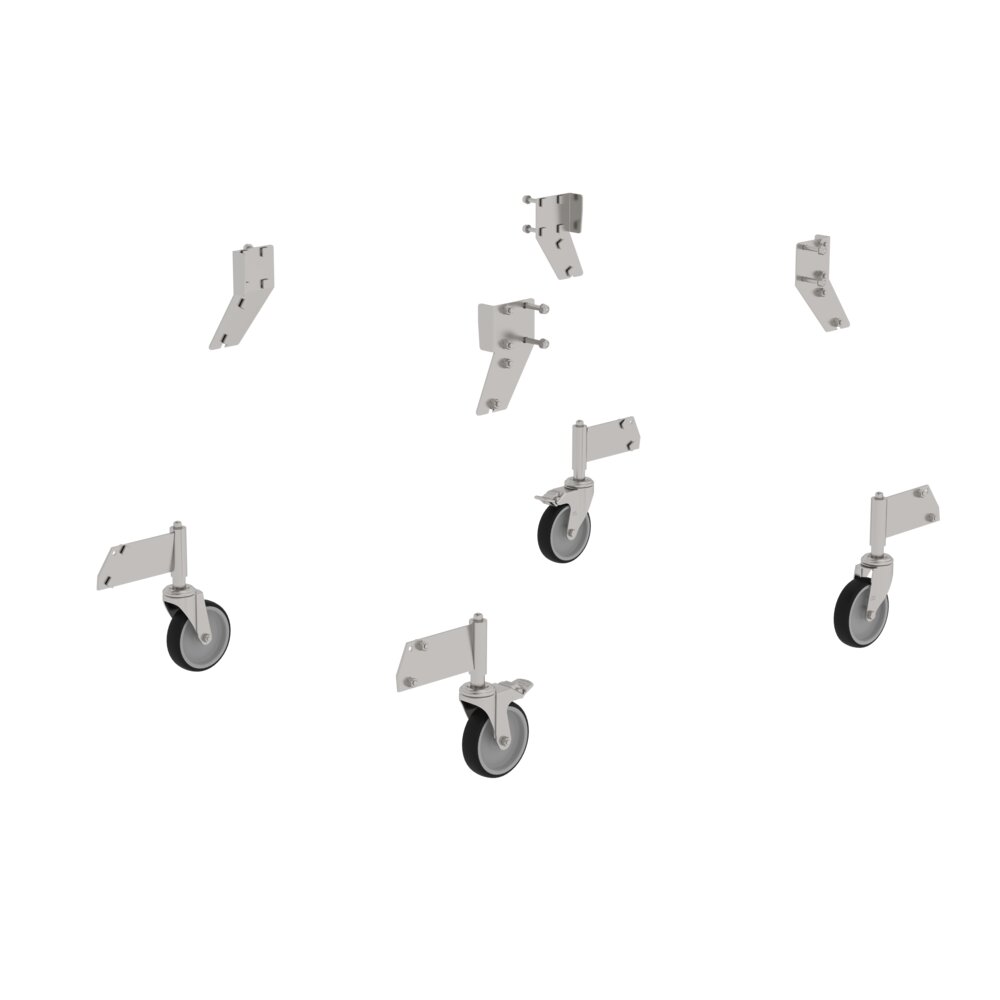 Kit de modernisation Munk avec roulettes pivotantes en acier inoxydable pour escaliers à plateforme accessibles des deux côtés, par Günzburger Steigtechnik Kit de rénovation Munk, roulette pivotante en acier inoxydable pour escaliers à plateforme accessibles des deux côtés, de la catégorie « Escaliers à plateforme », référence 050121