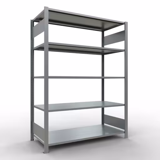 , système d'étagères de bureau MULTIplus150, 1800 x 1300 x 600 mm, 5 étagères, galvanisées, sans butée centrale de Schulte Lagertechnik de la gamme d'étagères de bureau