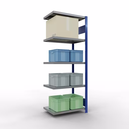 Image du produit n° 12 de l'article Rayonnage complémentaire, rayonnage à étagères, système enfichable MULTIplus250, 2000 x 750 x 500 mm, 5 étagères, barres longitudinales, RAL 5010 bleu gentiane/galvanisé/galvanisé Figure n° 12 de l'article Système d'étagères enfichables MULTIplus250, 2000 x 750 x 500 mm, 5 étagères, RAL 5010 bleu gentiane/galvanisé/galvanisé du groupe de produits système enfichable de Schulte Lagertechnik