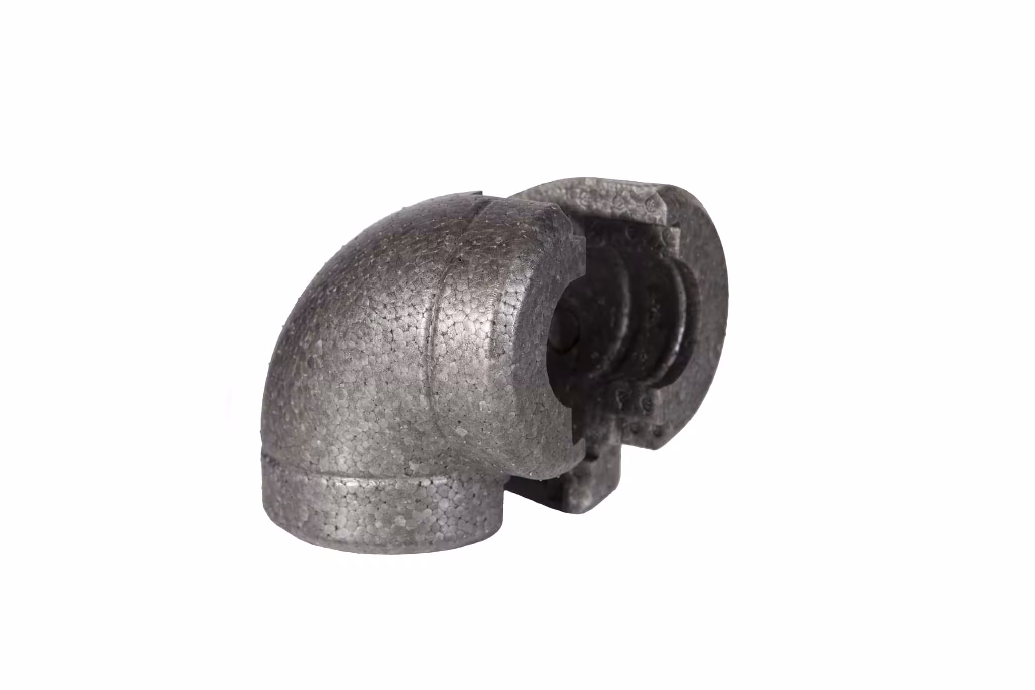 Coquille d'isolation de raccord en EPP S-bend DN15 gris argent - 50% GEG de GWK Kuhlmann GWK EPP S-bend gris argenté - 50% GEG, isolation de montage, réf. 5412015000