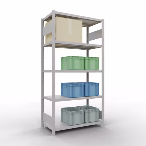 Figure n° 10 de l'article étagère de base, étagère, système enfichable MULTIplus330, 2000 x 1000 x 500 mm, 5 étagères, gris clair RAL 7035 du groupe de produits système enfichable de Schulte Lagertechnik