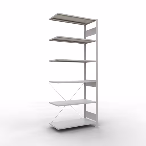 Figura n. 13 dell'articolo scaffale aggiuntivo, scaffale a scaffale, sistema a innesto MULTIplus150, 2500 x 1000 x 500 mm (AxLxP), 6 ripiani, traversa, RAL 7035 grigio chiaro del gruppo di prodotti sistema a innesto della marca Schulte Lagertechnik