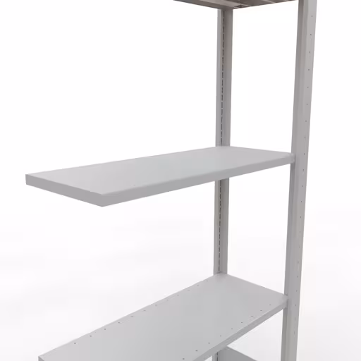 Étagère supplémentaire, étagère, système enfichable MULTIplus150, 2000 x 750 x 300 mm (HxLxP), 5 étagères, barres de longueur, RAL 7035 gris clair avec le GTIN 4004514292643 Rayonnage supplémentaire, rayonnage à étagères, système enfichable MULTIplus150, 2000 x 750 x 300 mm, 5 étagères, gris clair RAL 7035 de Schulte Lagertechnik avec le réf. 32635-75-LR