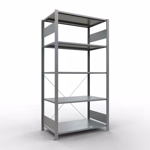 Ripiano base, ripiano, sistema a innesto MULTIplus150, 2000 x 1000 x 600 mm (AxLxP), 5 ripiani, traversa, zincato - Expressline, ripiano base, art. n. 12760-K