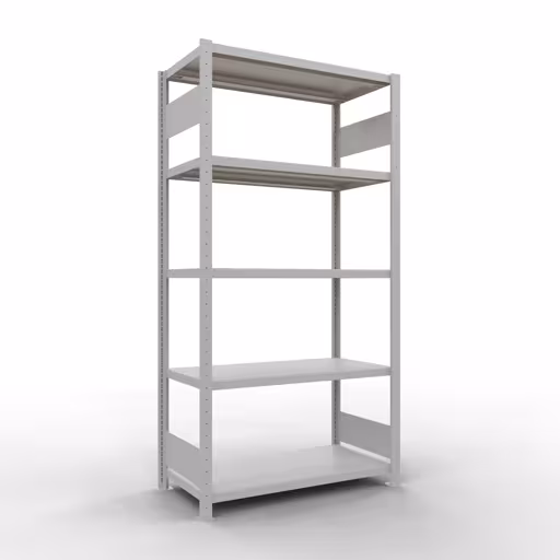 Étagère de base, étagère, système enfichable MULTIplus330, 2000 x 1000 x 500 mm (HxLxP), 5 étagères, barres de longueur, RAL 7035 gris clair, étagère de base, réf. 33850-LR