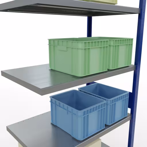 Figure n° 14 de l'article étagère complémentaire, étagère à étagères, système enfichable MULTIplus330, 3000 x 1000 x 600 mm, 7 étagères, RAL 5010 bleu gentiane/galvanisé du groupe de produits système enfichable de Schulte Lagertechnik